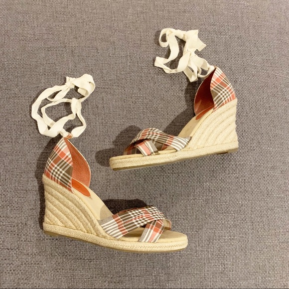 LOFT Shoes - Loft plaid ankle tie wedge espadrille sandals 6.5